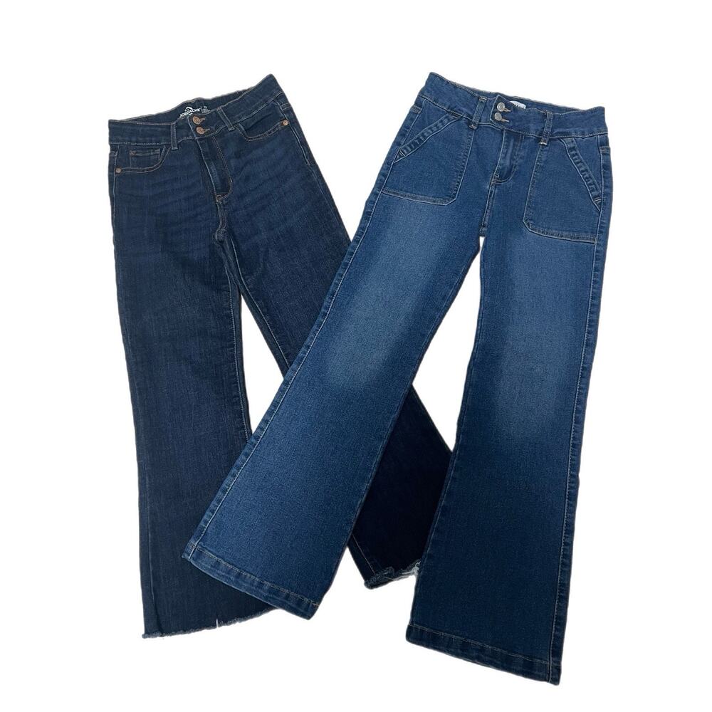 Lot Of 2 DKNY And Jordache Girl's Size 12 Jeans Wide Leg Adjustable Waist